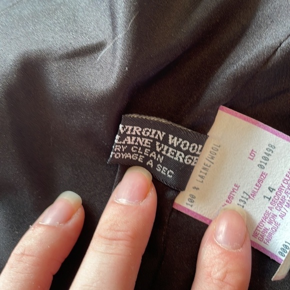 Vintage Louben II Petites Black and White Plaid Blazer Virgin Wool Size 14P - Picture 6 of 8